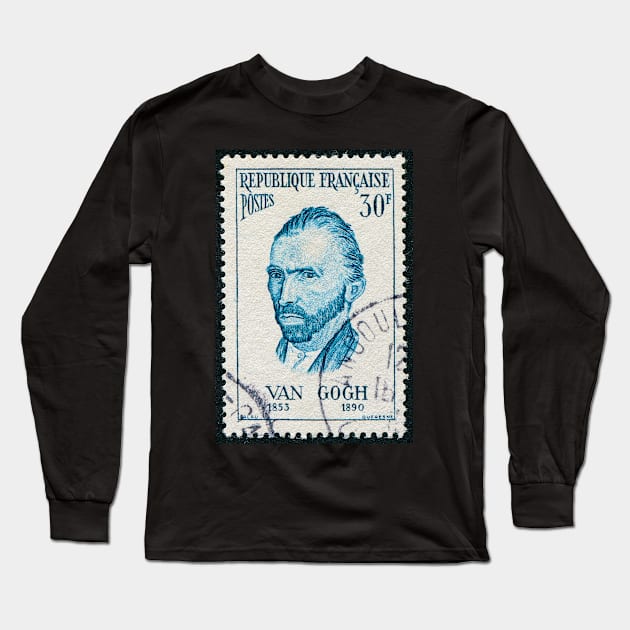 Van Gogh Stamp Long Sleeve T-Shirt by Dave on the Beach